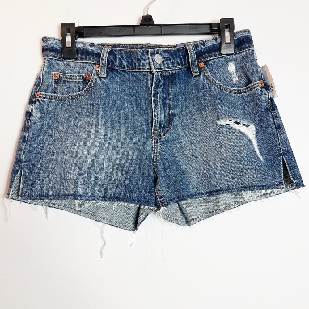 Gap Mid Rise 3″ Denim Distressed Shorts Raw Hem NWT